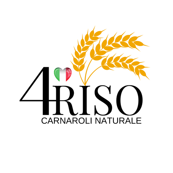 logo "forriso" con claim carnaroli naturale tre spighe di grano ed un cuore piccolo con il tricolore italiano