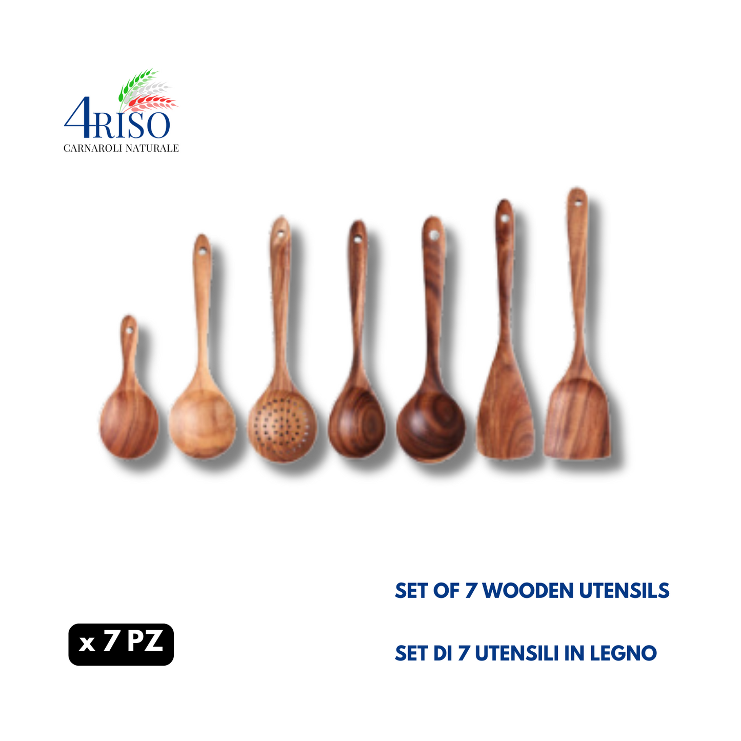 1-7Pcs Set Natural Wood Teak Tableware Spoon Colander Special Spoon Nano Soup Skimmer Wooden Cooking Spoon Kitchen Tool Kit